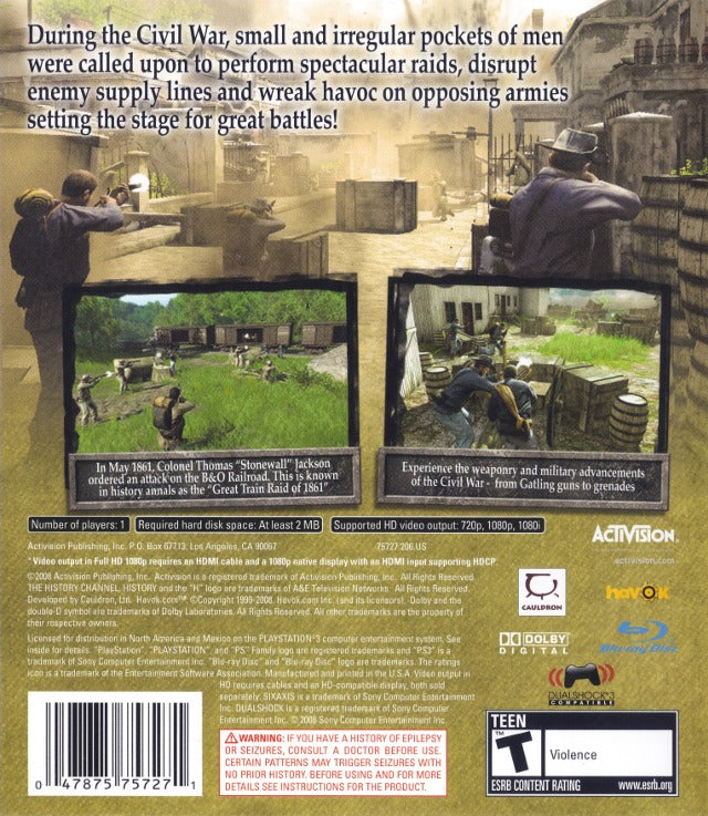 Civil War Secret Missions Back Cover - Playstation 3 Pre-Played