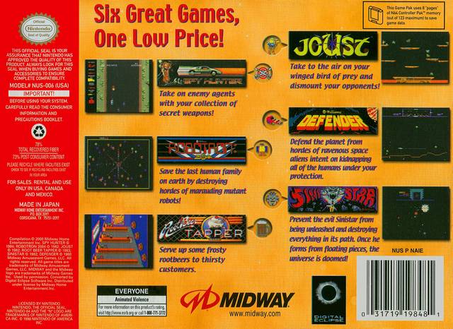 Midway Arcade Hits Back Cover - Nintendo 64 Pre-Played