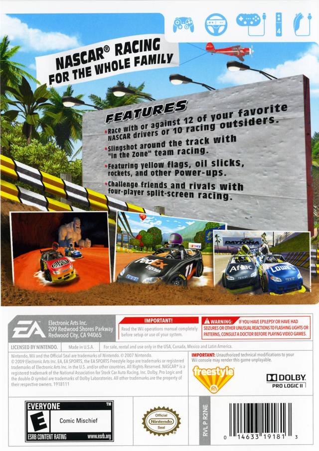 Nascar Kart Racing Back Cover - Nintendo Wii Pre-Played