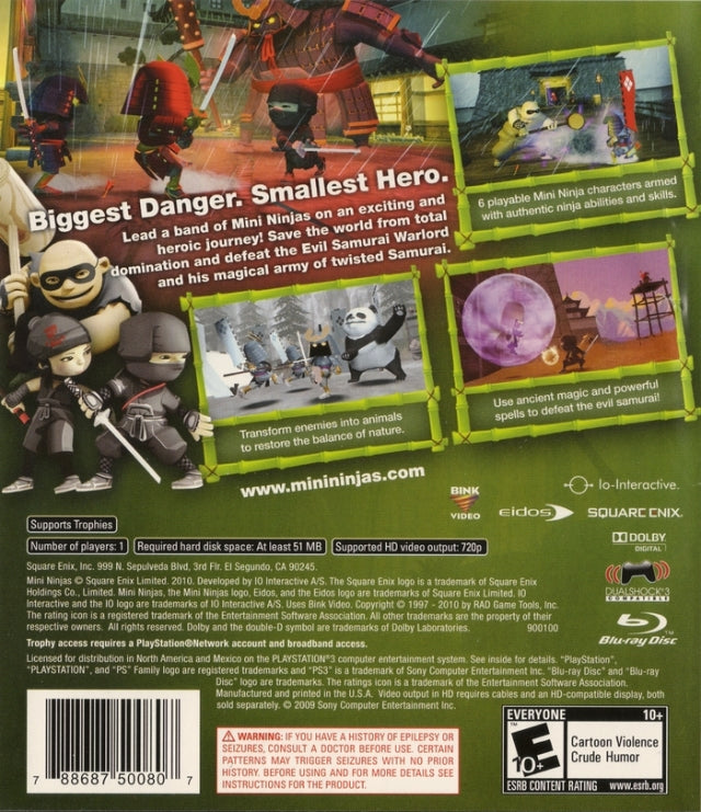 Mini Ninjas Back Cover - Playstation 3 Pre-Played