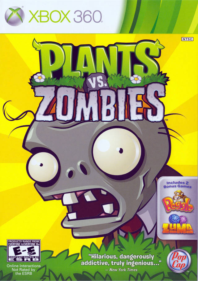 Plants vs Zombies Front Cover - Xbox 360 Pre-Played