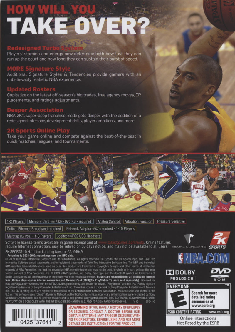 NBA 2K10 Back Cover - Playstation 2 Pre-Played