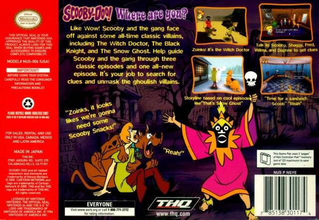 Scooby-Doo: Classic Creep Capers Back Cover - Nintendo 64 Pre-Played