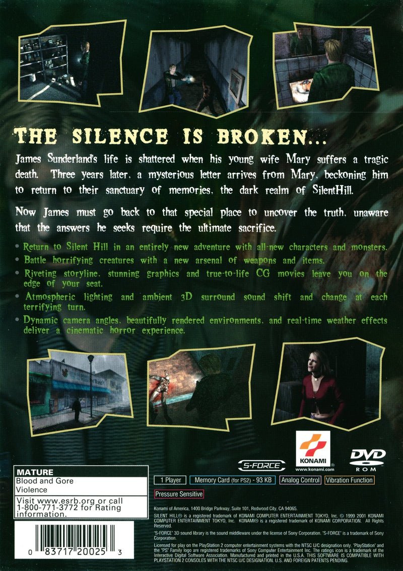 Silent Hill 2 Back Cover - Playstation 2 Pre-Played