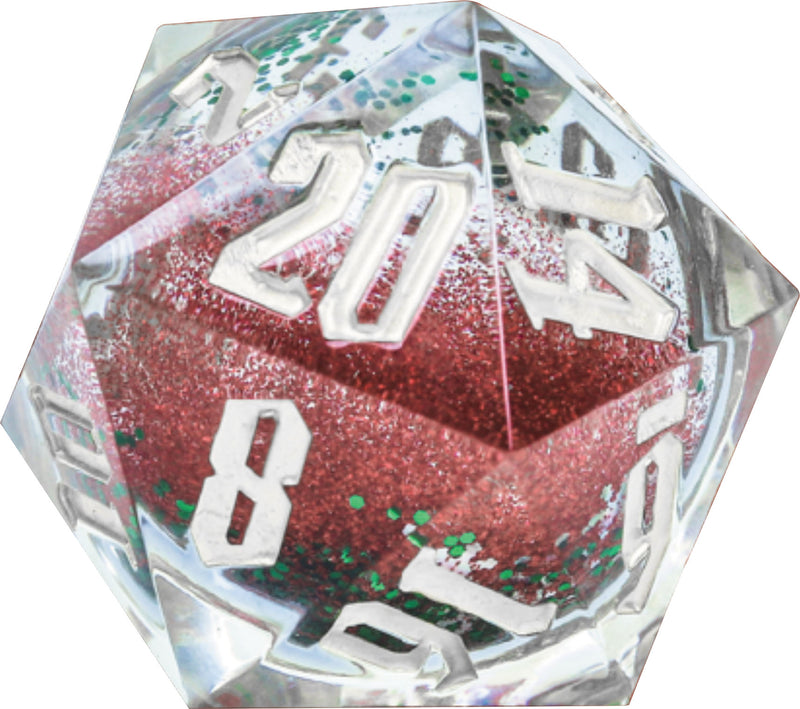 Silver Ink, Red and Green Glitter, Silver Snowflakes - Snow Globe 54mm D20