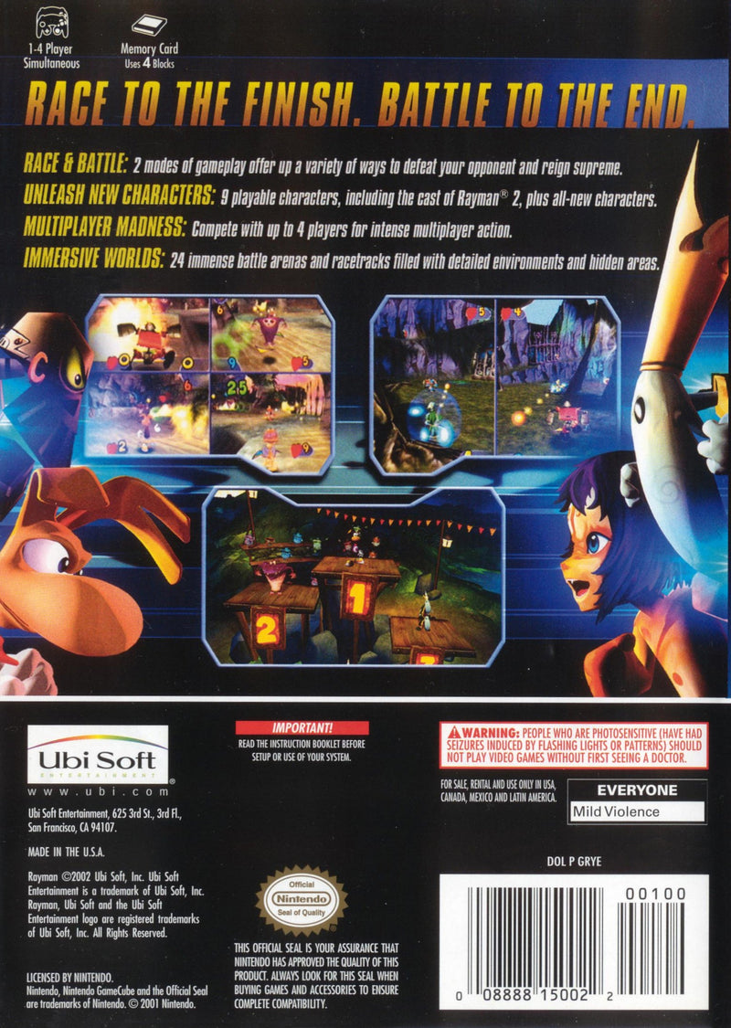 Rayman Arena Back Cover - Nintendo Gamecube Pre-Played