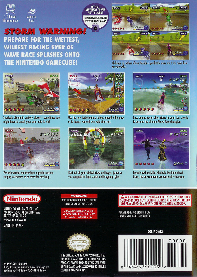 Wave Race Blue Storm Back Cover - Nintendo Gamecube Pre-Played