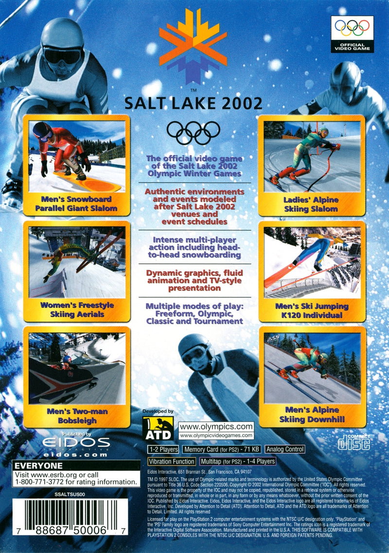 Salt Lake 2002 Back Cover - Playstation 2 Pre-Played