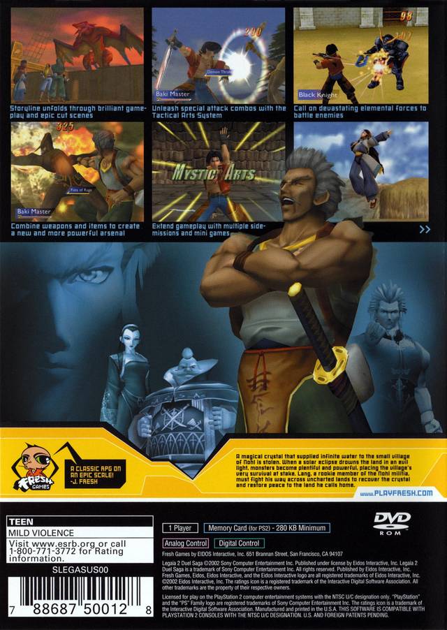Legaia 2 Duel Saga Back Cover - Playstation 2 Pre-Played