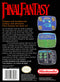 Final Fantasy Back Cover - Nintendo Entertainment System NES Pre-Played