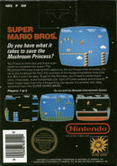 Super Mario Bros Back Cover - Nintendo Entertainment System, NES Pre-Played