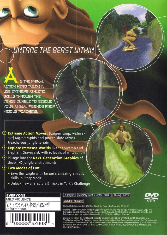 Tarzan Untamed Back Cover - Playstation 2 Pre-Played