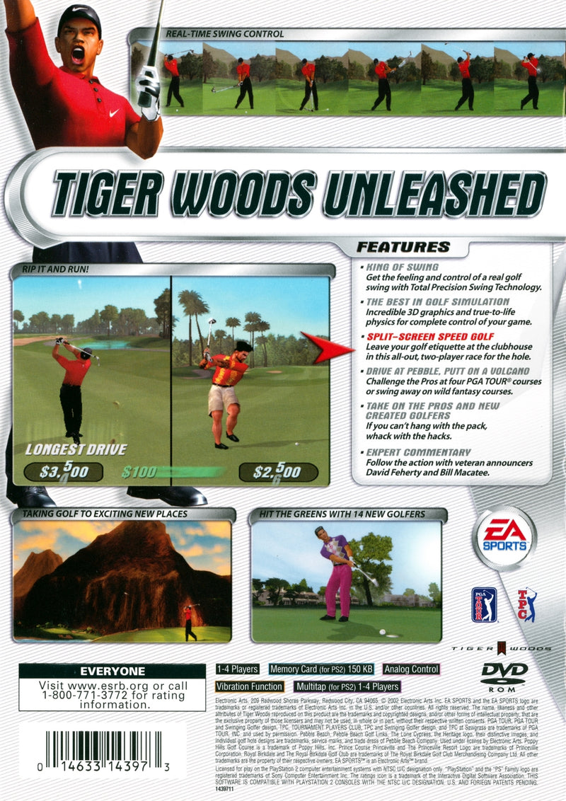 Tiger Woods PGA Tour 2002 Back Cover - Playstation 2 Pre-Played