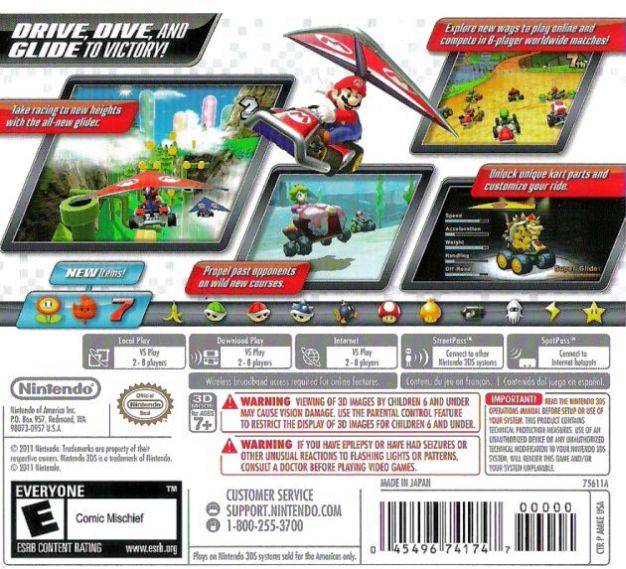Mario Kart 7 Back Cover - Nintendo 3DS Pre-Played