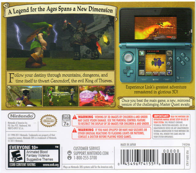 Zelda Ocarina of Time 3D - Nintendo 3DS Pre-Played