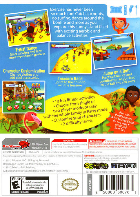 Kid Fit Island Resort - Nintendo Wii Pre-Played Back Cover