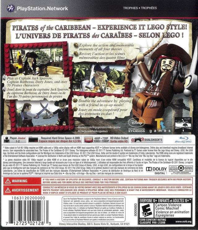 Lego Pirates of the Caribbean the Video Game Back Cover - Playstation 3 Pre-Played