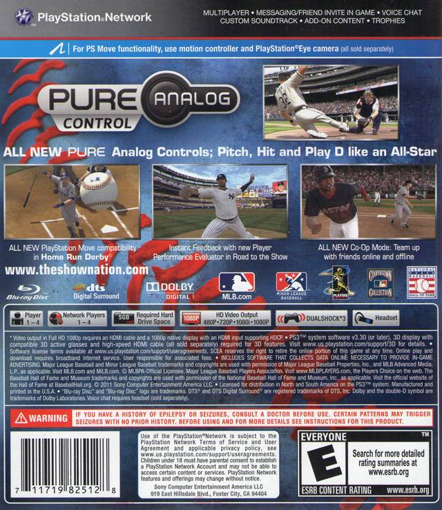 MLB 11 The Show Back Cover - Playstation 3 Pre-Played