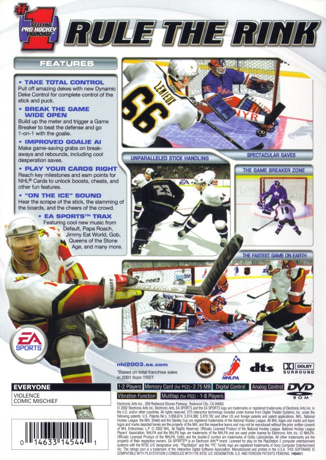 NHL 2003 Back Cover - Playstation 2 Pre-Played