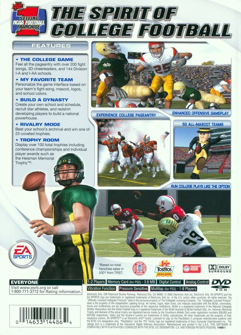 NCAA Football 03 Back Cover - Playstation 2 Pre-Played