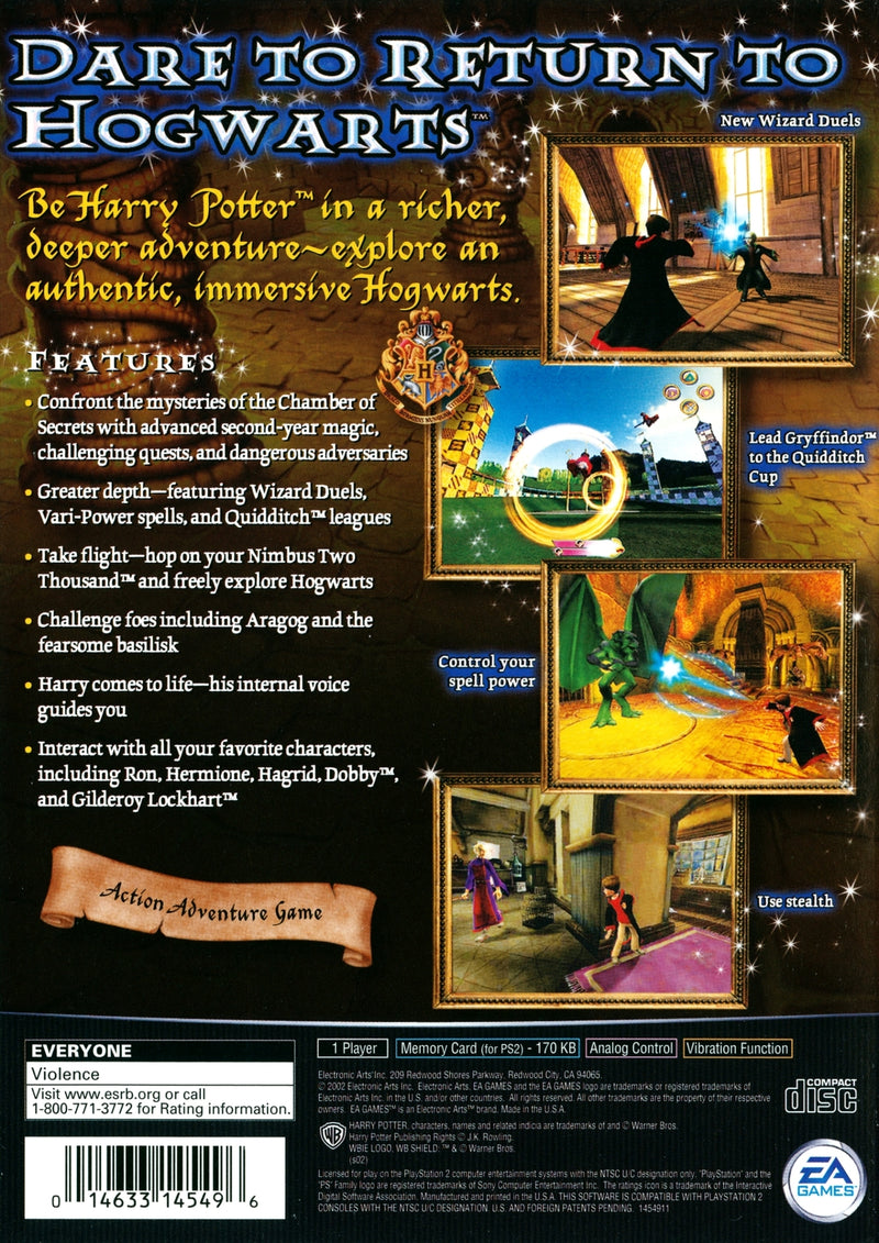 Harry Potter and the Chamber Of Secrets Back Cover - Playstation 2 Pre-Played