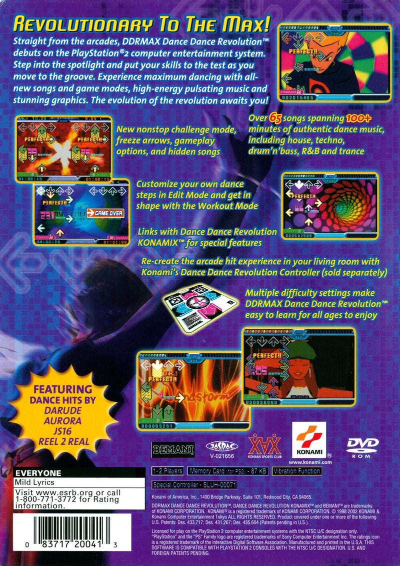 DDRMAX Dance Dance Revolution Back Cover - Playstation 2 Pre-Played