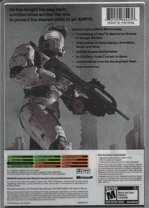 Halo 2 Limited Collectors Edition Back Cover - Xbox Pre-Played