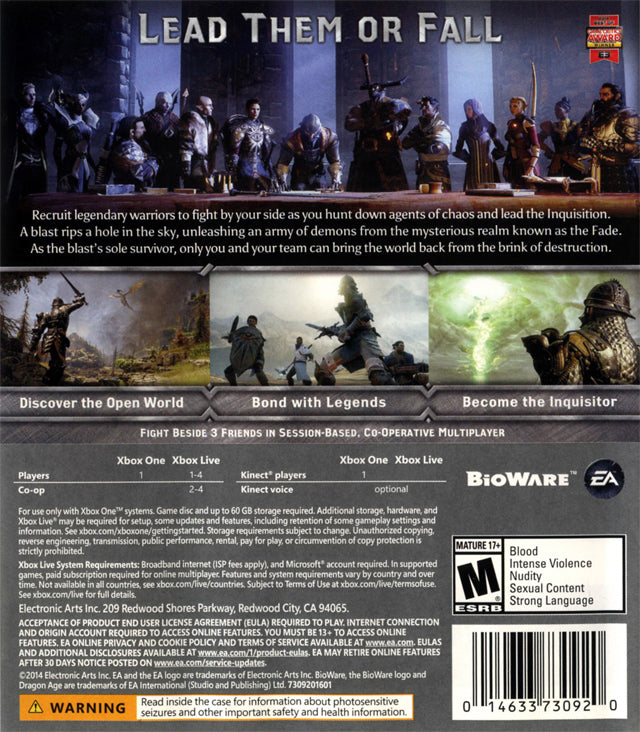 Dragon Age Inquisition Back Cover - Xbox One Pre-Played