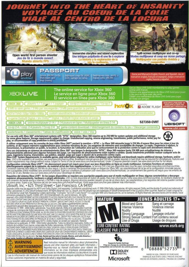 Far Cry 3 Back Cover - Xbox 360 Pre-Played