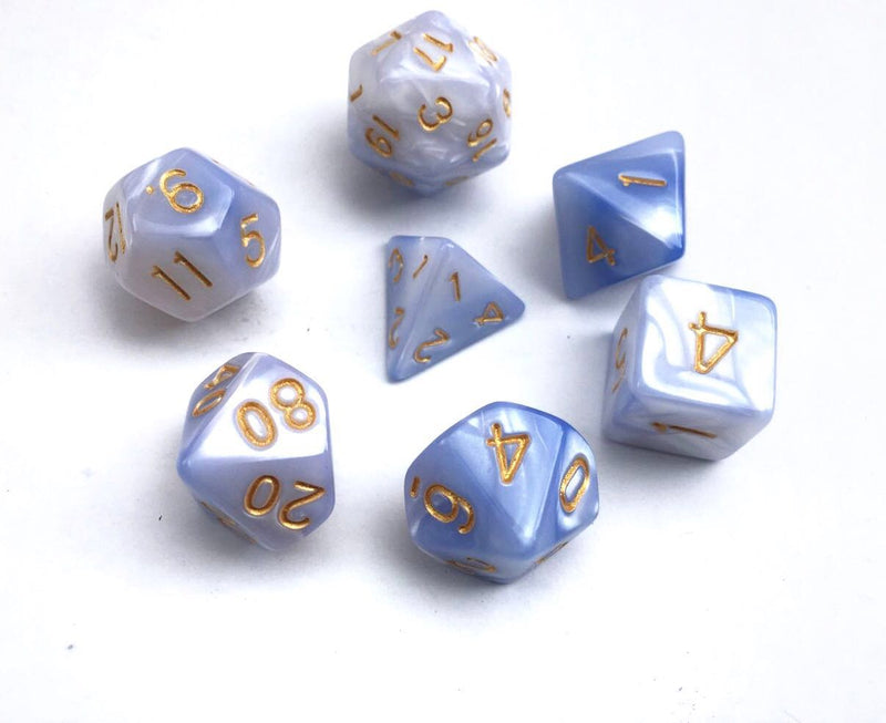 Light Blue + White - Game On Color Blend Dice Set