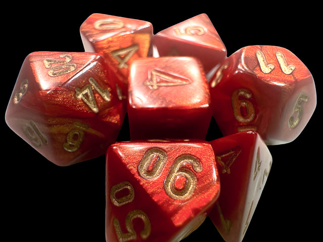 Chessex Scarab Mini 7-Die Set - Scarlet/Gold