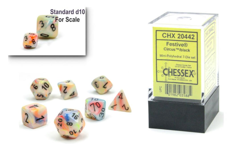 Chessex Festive Mini 7-Die Set - Circus/Black