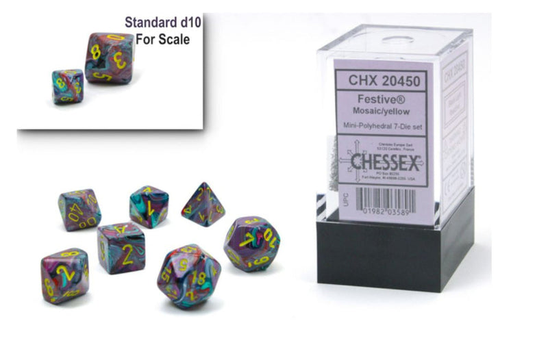 Chessex Festive Mini 7-Die Set - Mosaic/Yellow