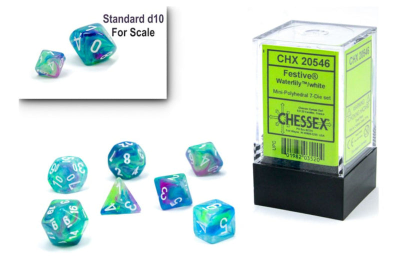 Chessex Festive Mini 7-Die Set - Waterlily/White
