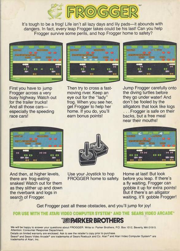 Frogger 2600 Back Cover - Atari Pre-Played