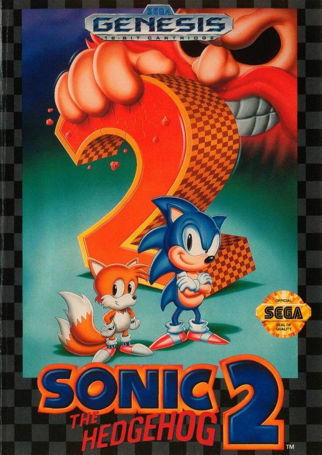 Sonic the Hedgehog 2 Front Cover  (Complete in Box) - Sega Genesis Pre-Played