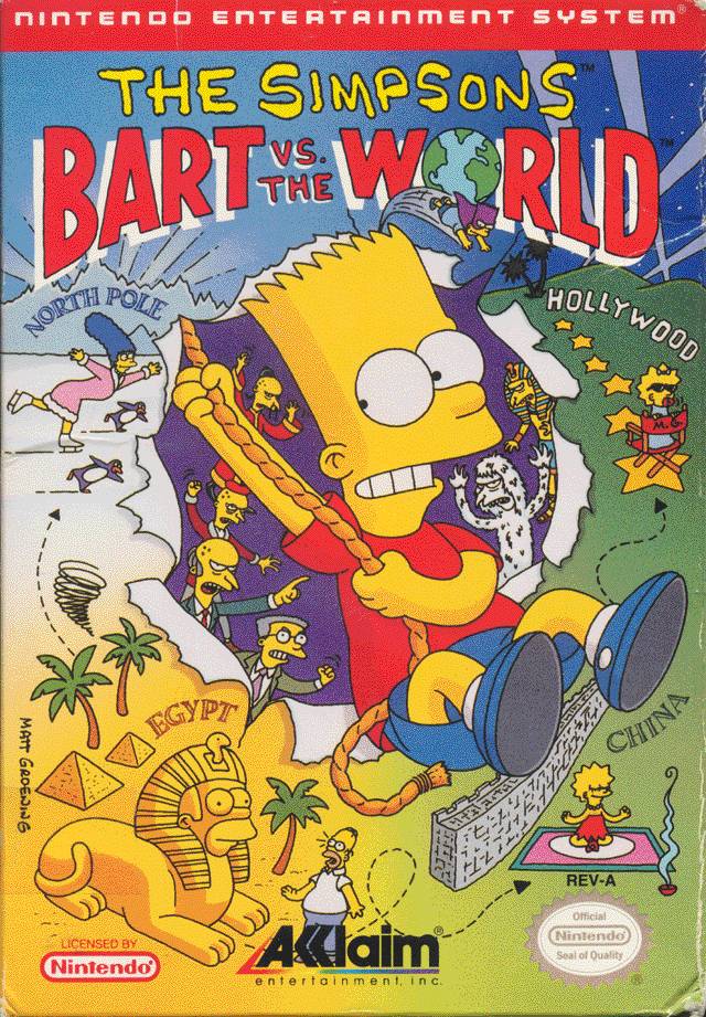 The Simpsons Bart Vs The World Front Cover - Nintendo Entertainment System, NES Pre-Played