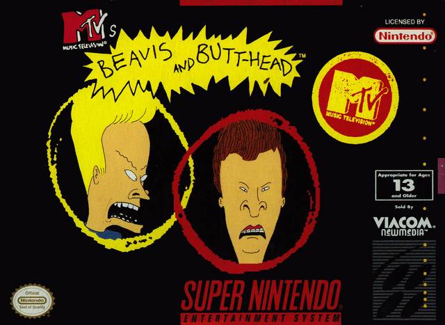 MTV's Beavis and Butthead Front Cover - Super Nintendo, SNES Pre-Played