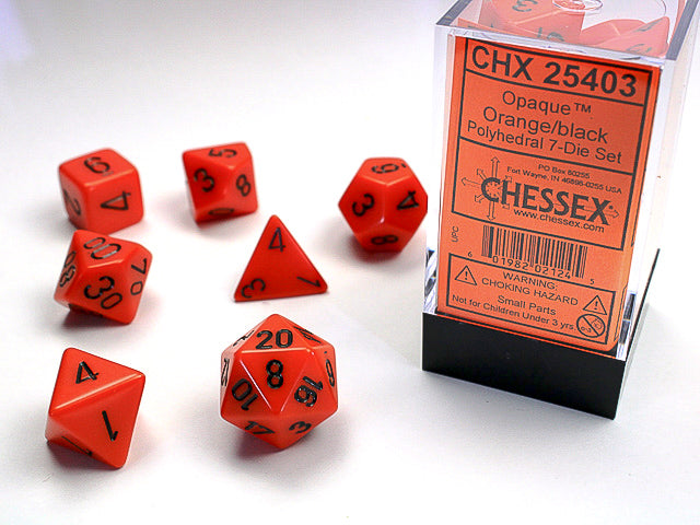 Chessex Opaque Poly Set Orange/Black (7)