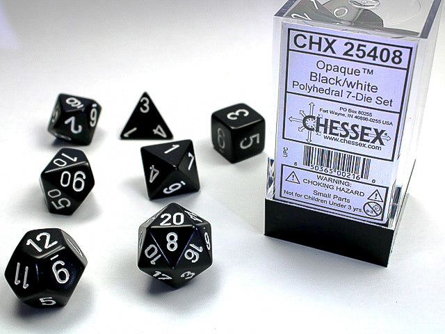 Chessex Opaque Poly Set Black/White (7)