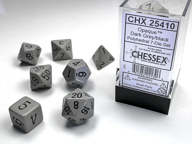 Chessex Opaque Poly Set Grey/Black (7)