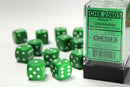 Chessex Opaque 16mm D6 Green/White (12)