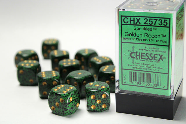 Chessex Dm3 Speckled 16mm D6 Golden Recon (12)