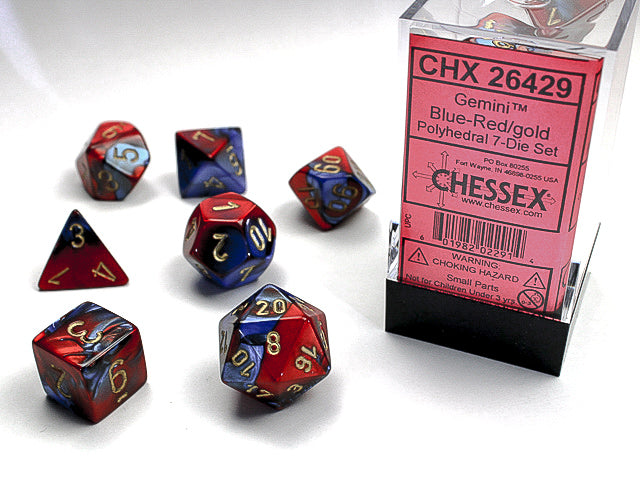 Chessex Gemini 2 Poly Blue Red/Gold (7)