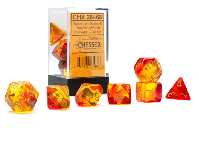 Chessex Gemini 7 Die Set Translucent Red-Yellow/Gold