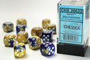 Chessex Gemini 16mm D6 Blue Gold/White (12)