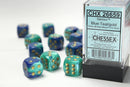 Chessex Gemini 7 16mm D6 Blue/Teal/Gold (12)