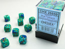 Chessex Gemini 12mm D6 Dice Block (36) - Blue/Teal/Gold