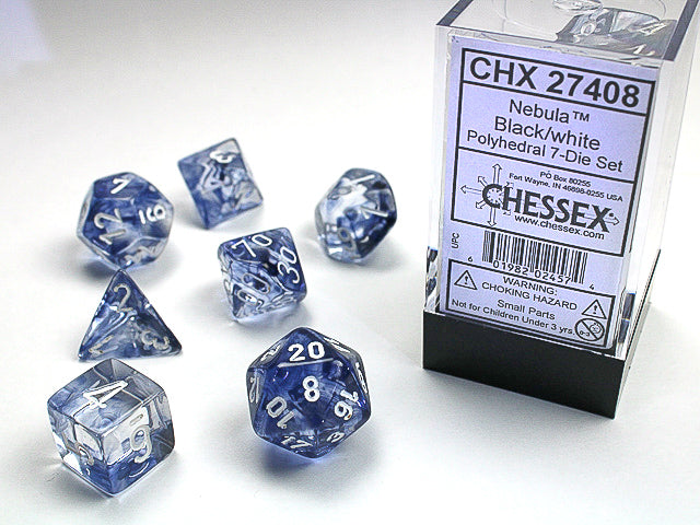 Chessex Nebula Polyhedral 7-Die Set - Black/White