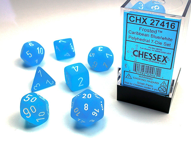 Chessex Frosted Poly Caribbean Blue/White (7)